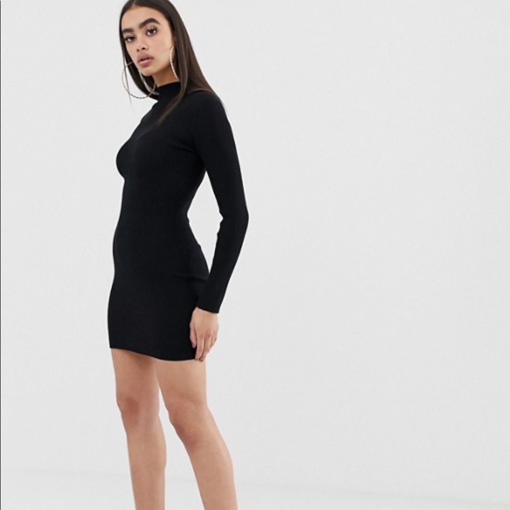 Black high neck dress